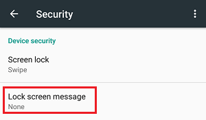Opción de mensajes en la pantalla de bloqueo en los ajustes del teléfono Android