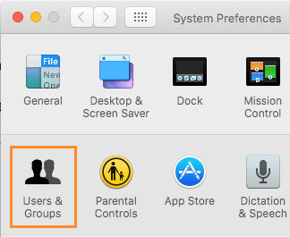 Users & Group Option on Mac System Preferences 
