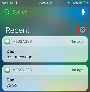 X Icon in Notifications on iPhone