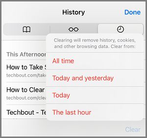 Varias opciones para borrar el historial en el navegador Safari en el iPhone