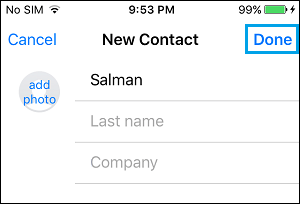 Save Contact on iPhone