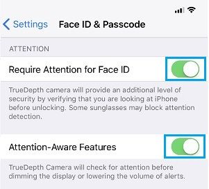 Enable Attention Aware Features on iPhone