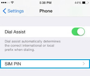 Sim Pin Option on iPhone