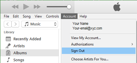 Sign Out of iTunes