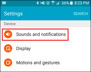 Sounds and Notifications Tab in Settings on iPhone