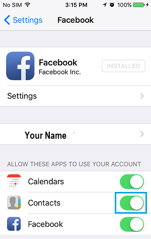Activar los contactos de Facebook en el iPhone