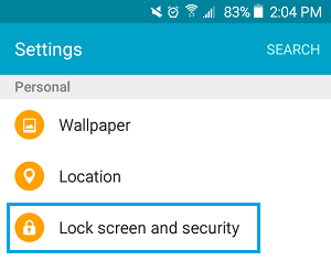 Lock Screen Security Settings Option in Android Phone