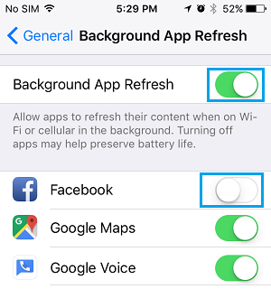 Disable Background App Refresh For Apps on iPhone