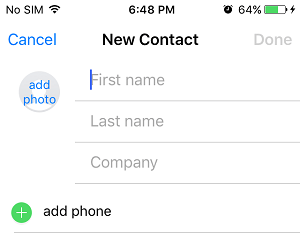 Introduce los datos de contacto en el iPhone