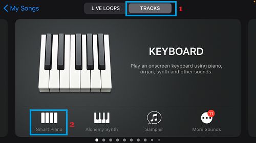 Select Instrument in GarageBand App