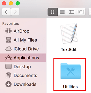 Carpeta de utilidades del Mac