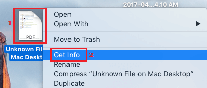 Obtener la opción de información del archivo en el menú contextual de Mac