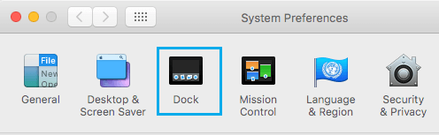Dock Option in System Preferences on Mac