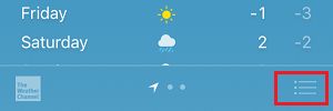 icono del menú de la aplicación meteorológica del iPhone