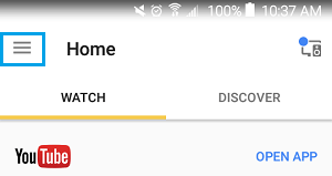 3-line Menu Icon on Google Home App