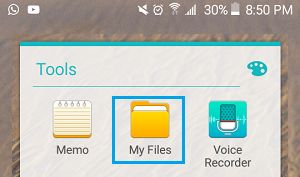 La aplicación Mis Archivos en el teléfono Android