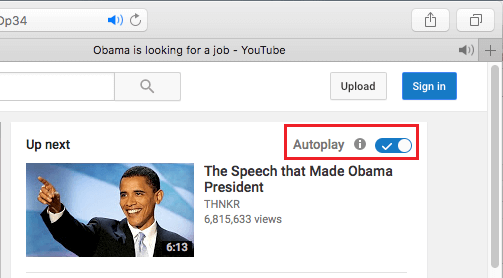 Up Next Section of YouTube On Mac