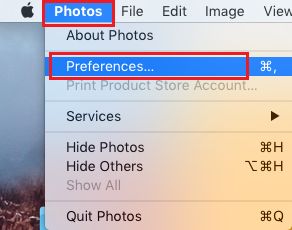 Open Photos Preferences on Mac