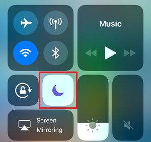 Enable Do Not Disturb Mode From Control Center