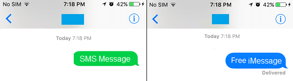 Blue iMessage and Green SMS Text Message on iPhone