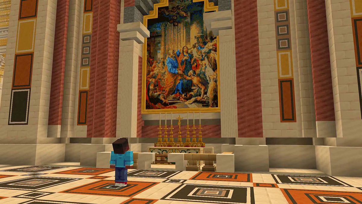 Recreación de la Basílica de San Pedro en Minecraft