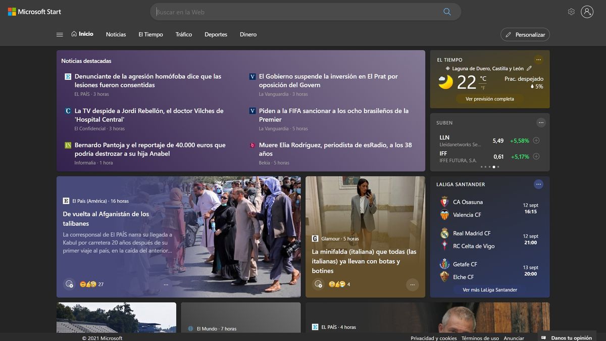 Microsoft Start plataforma de noticias e información