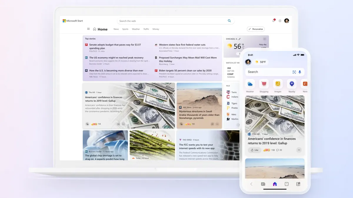 Evolución de Microsoft Start como servicio de noticias