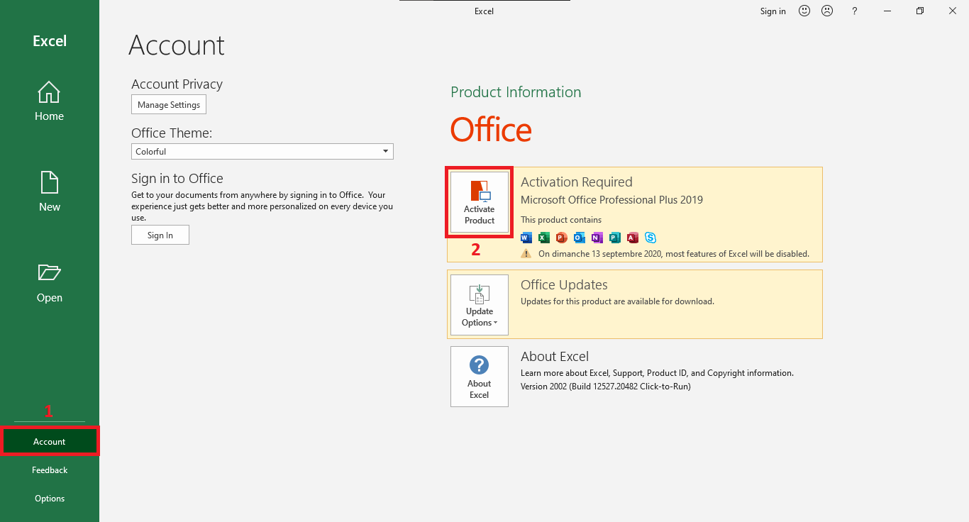 office activación