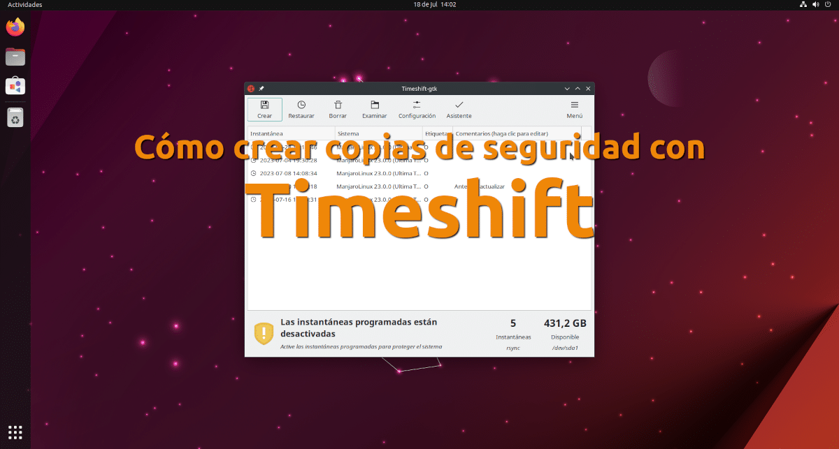 cómo usar Timeshift en linux-2