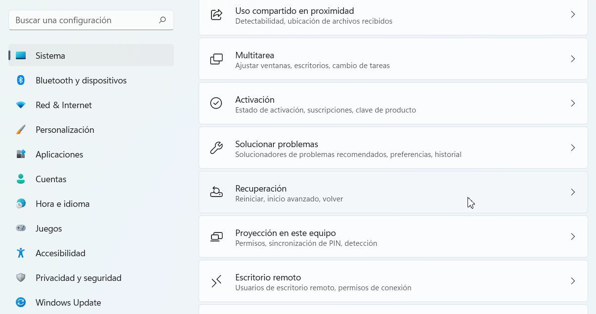 configuración