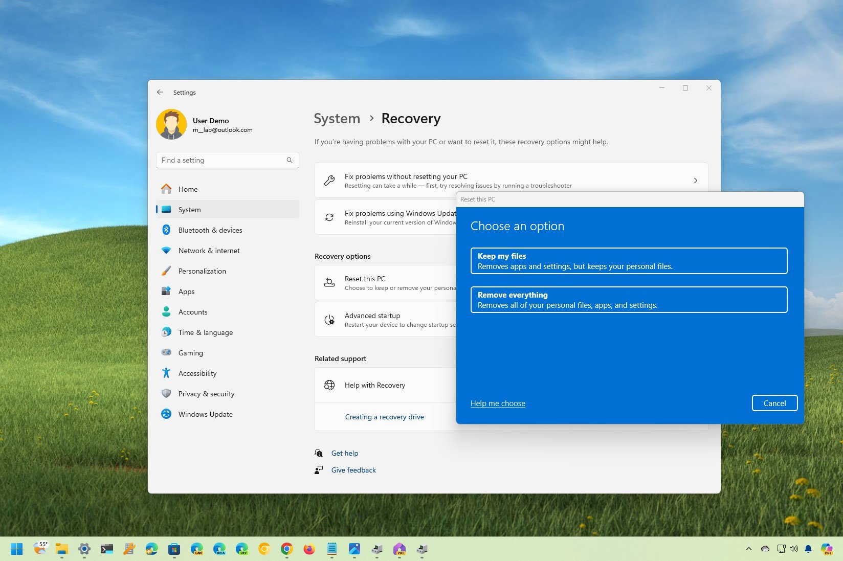 restablecer de fábrica windows 11