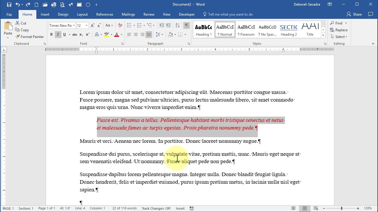 formato texto roto word