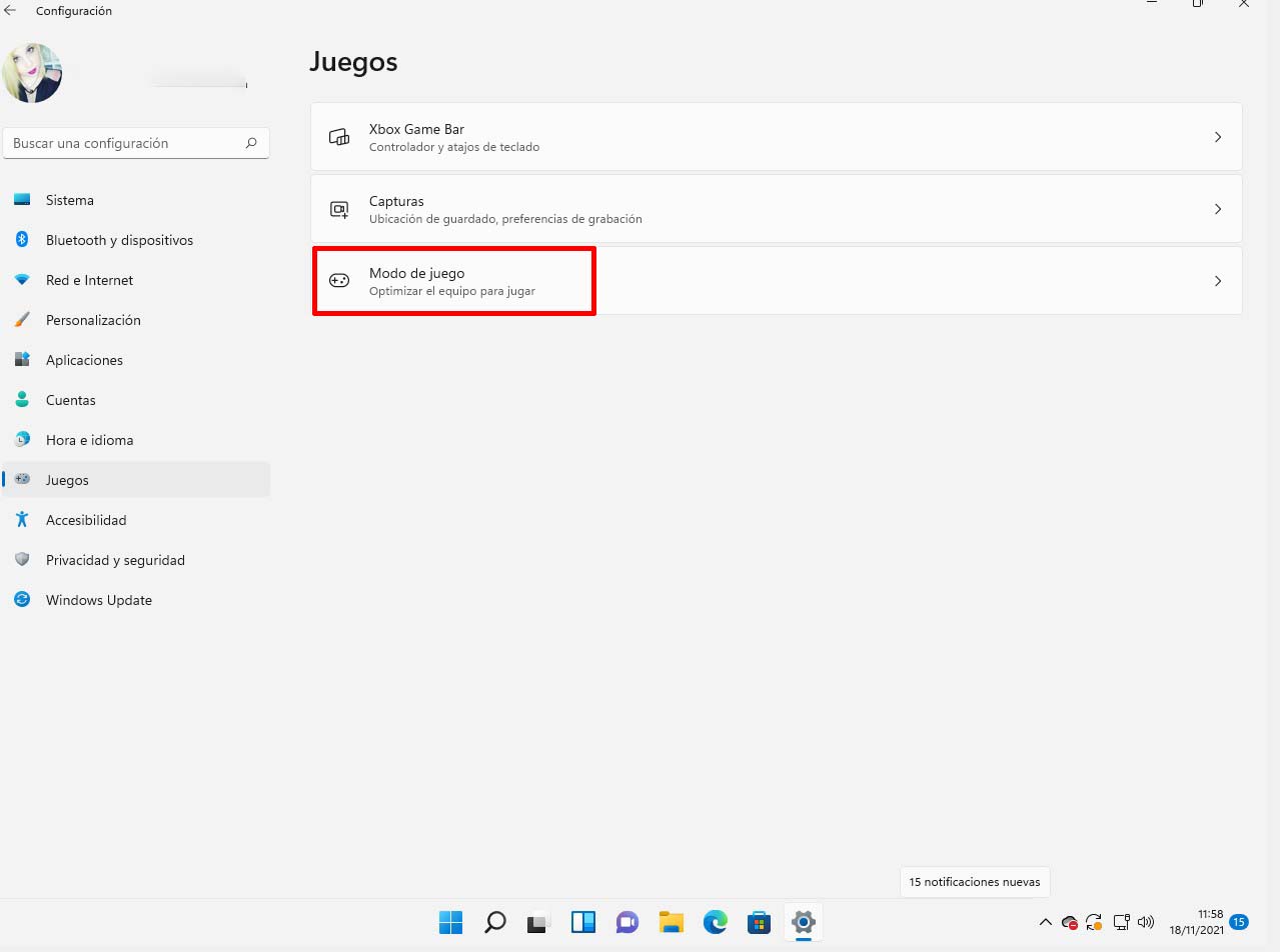 modo juego windows 11