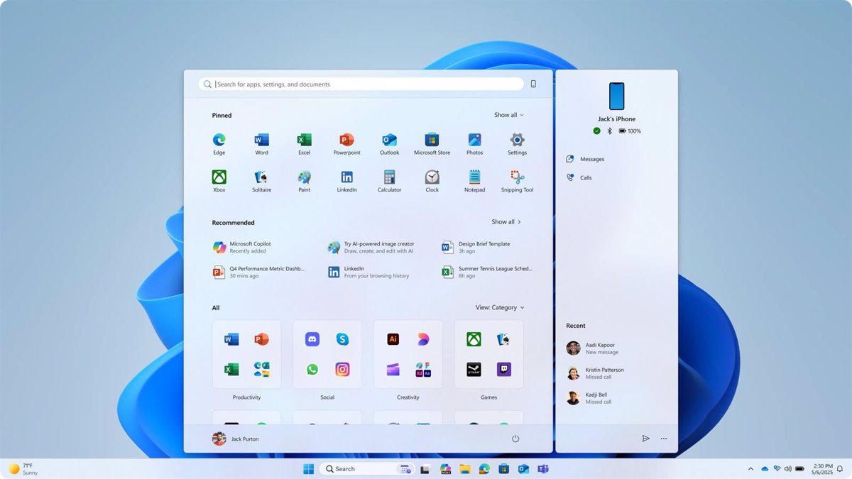 Opciones del nuevo menú inicio Windows 11