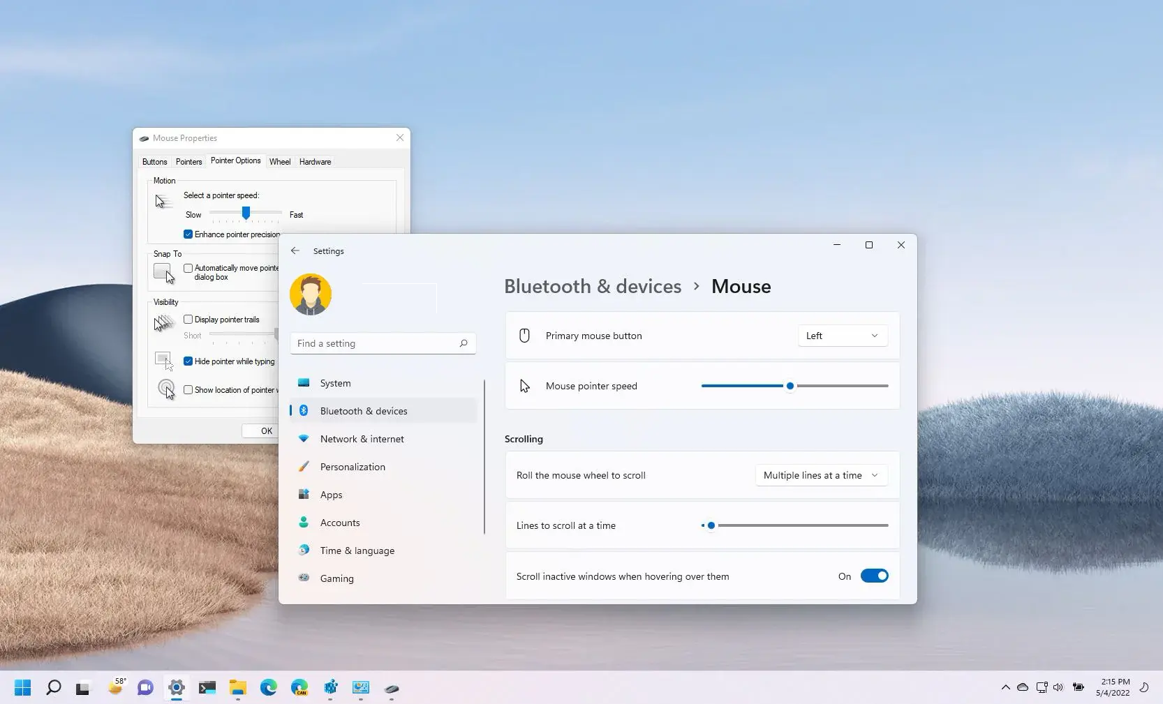 ratón windows 11 config