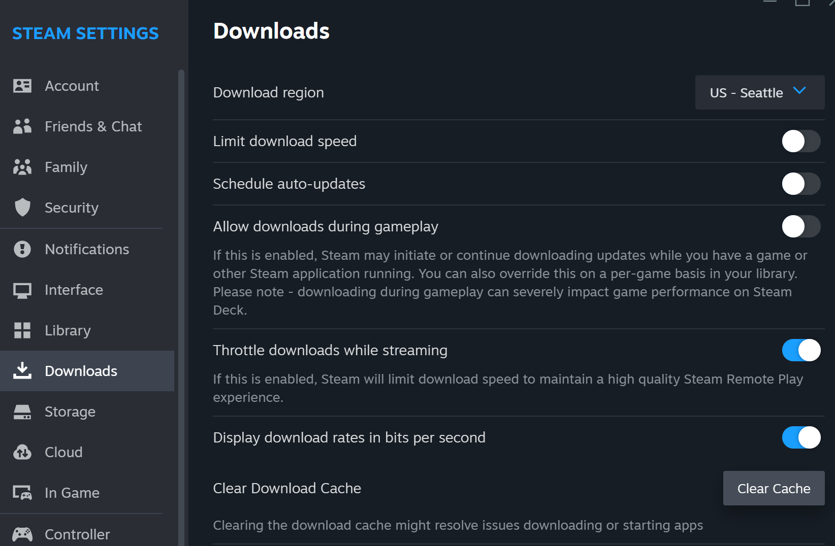 steam cache descargas
