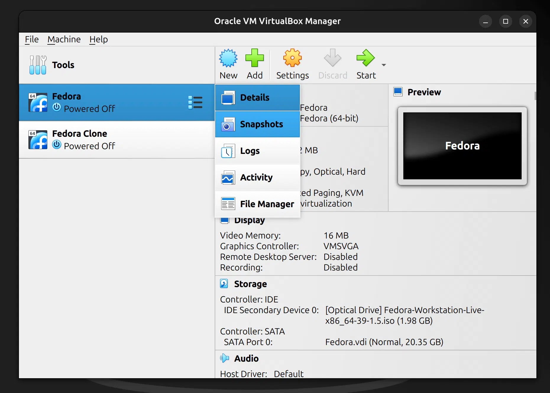 virtualbox snapshots