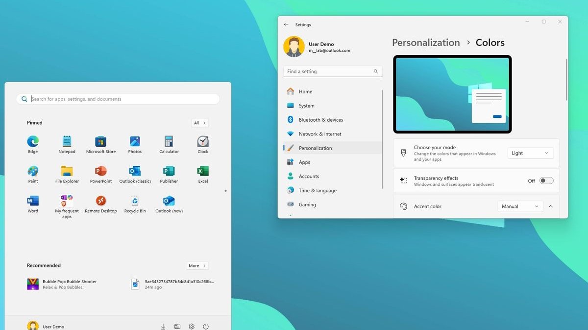 Efectos de transparencia Windows 11