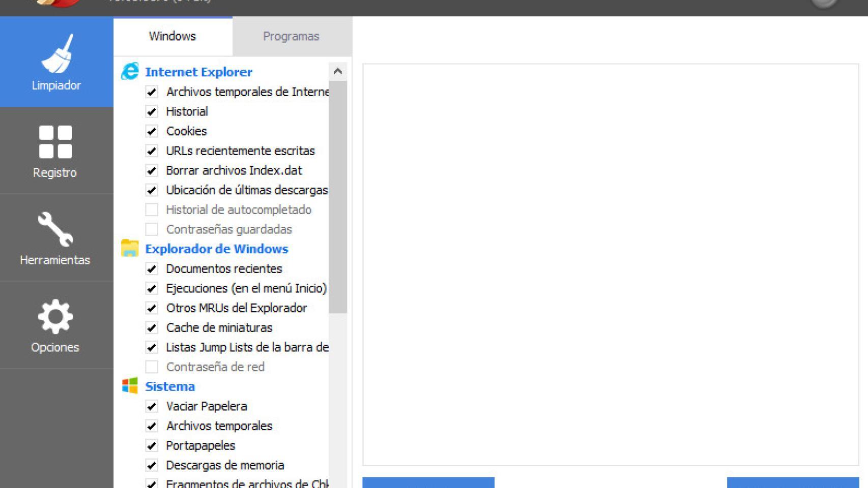 Limpieza del registro de Windows con CCleaner