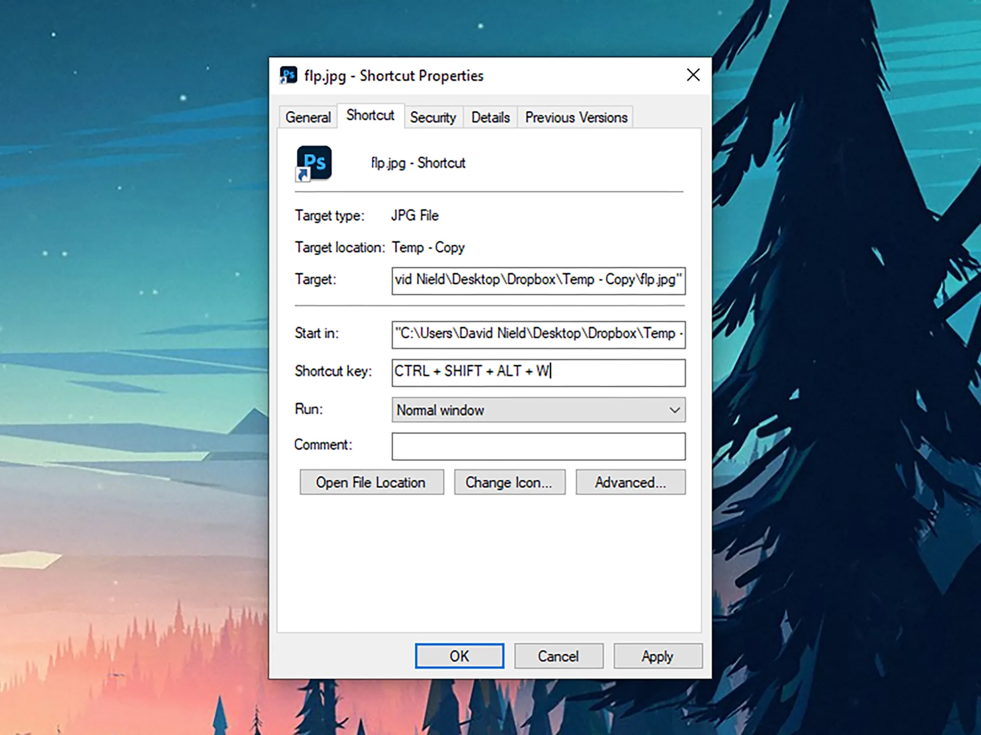 acceso directo personalizado en windows