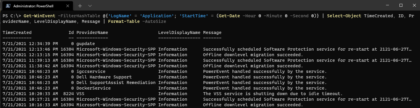 Sintaxis Get-WinEvent PowerShell