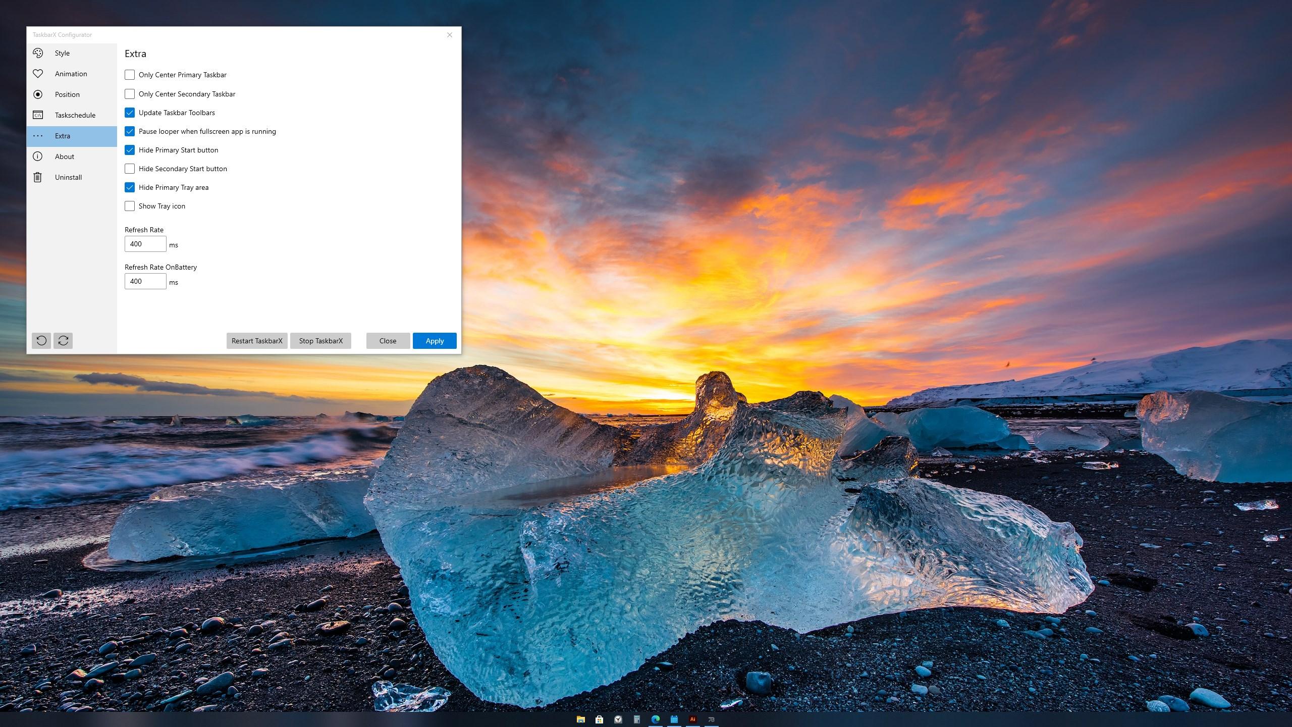 Barra de tareas personalizada con TaskbarX en Windows