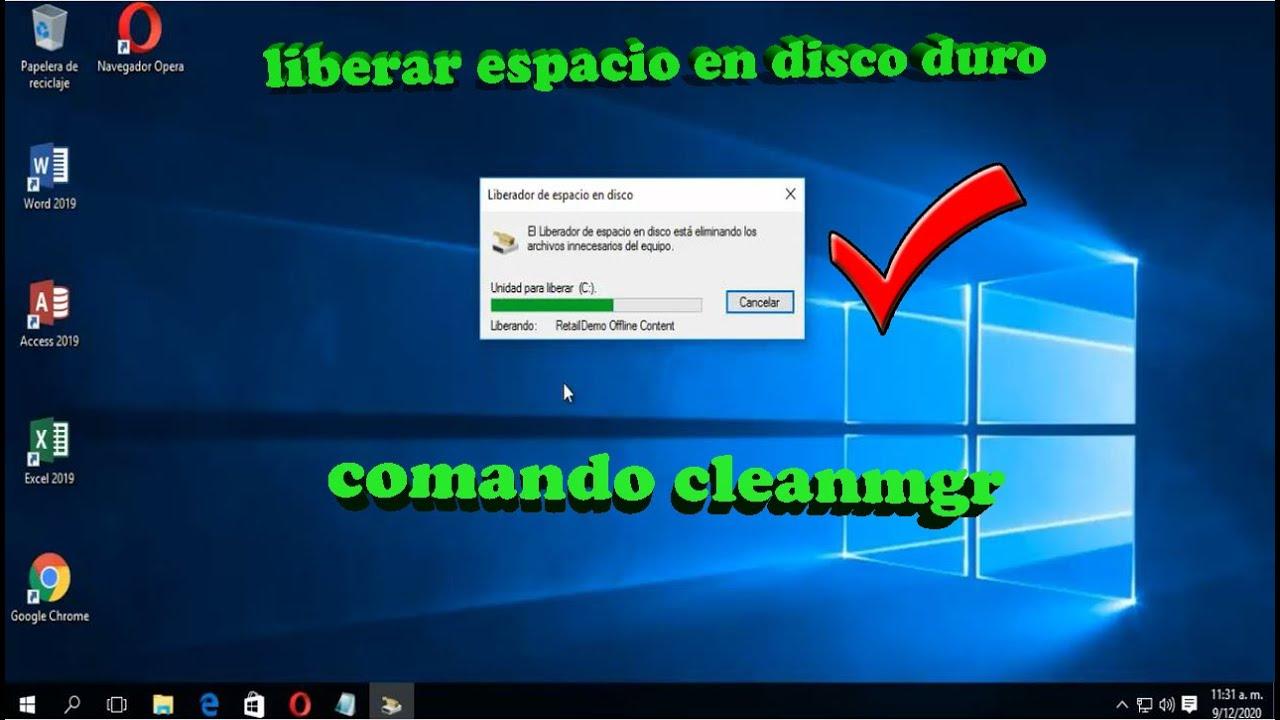 Liberar espacio con cleanmgr en Windows