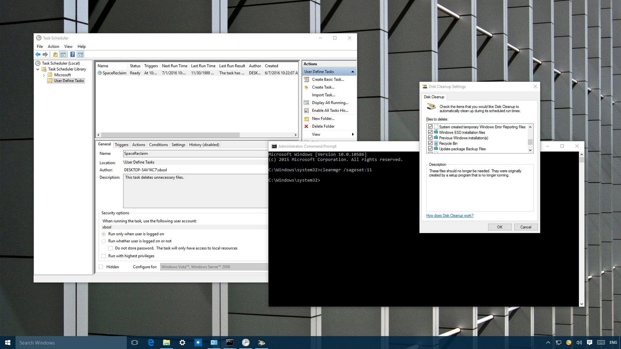 Comandos de cleanmgr en Windows