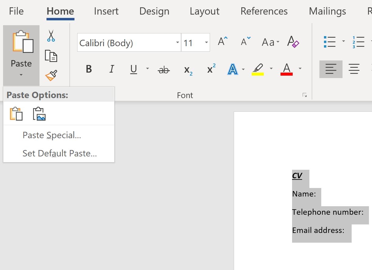 corta pega en Office no funciona