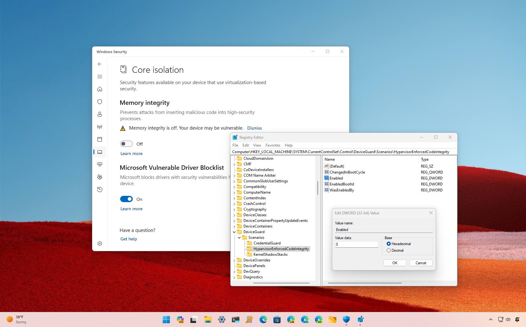 core isolation windows 11