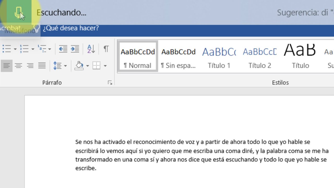 dictado por voz word
