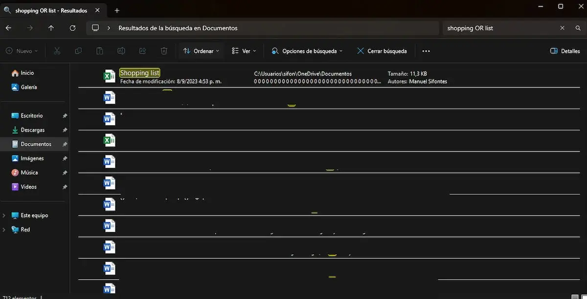 Filtros generales de búsqueda en Windows
