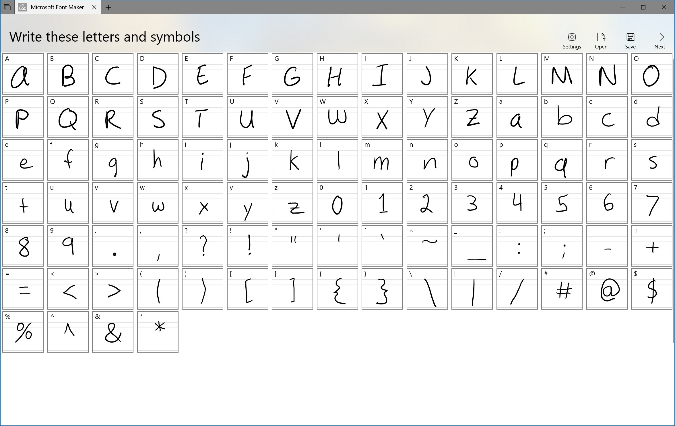 fuente letra windows