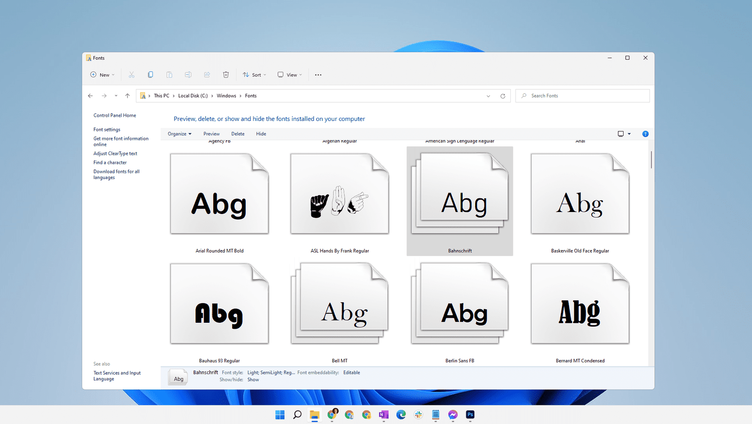 fonts windows 11